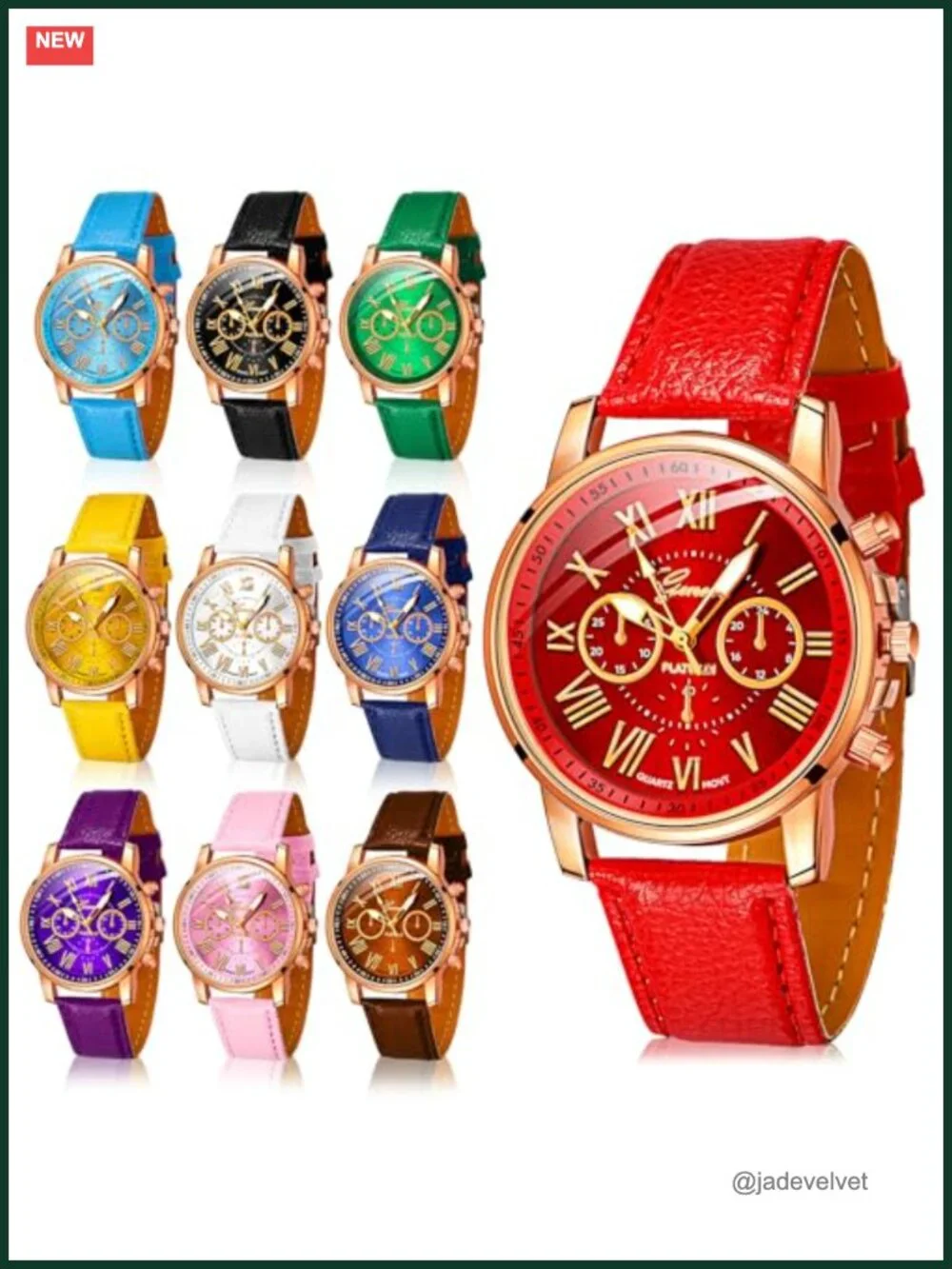 10 PCS Assorted Unisex Quartz PU Leather Roman Numeral Watch Set